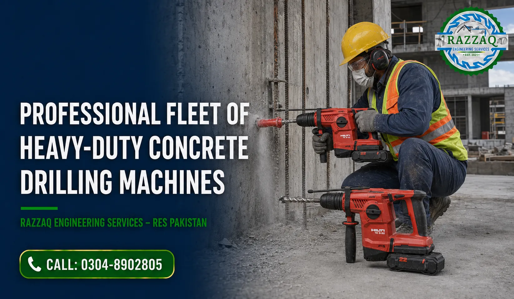 Professional Fleet of Heavy-Duty Concrete Drilling Machines