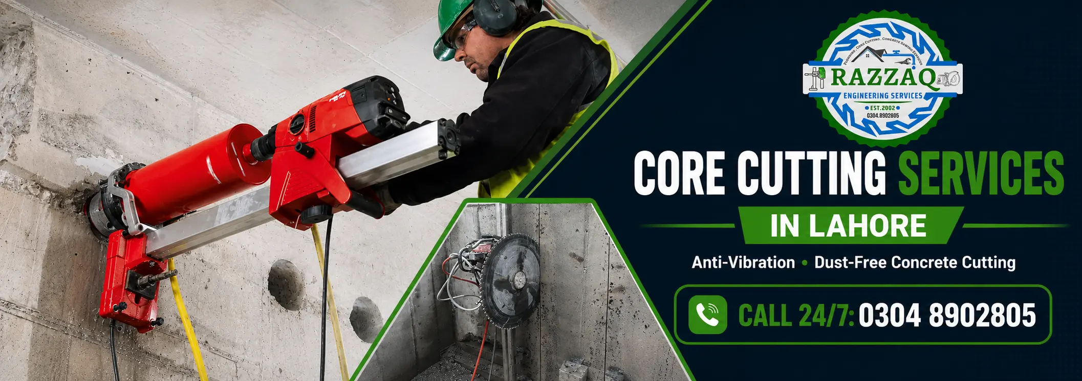 Core Cutting Services in Lahore | Anti-Vibration & Dust-Free Concrete Cutting