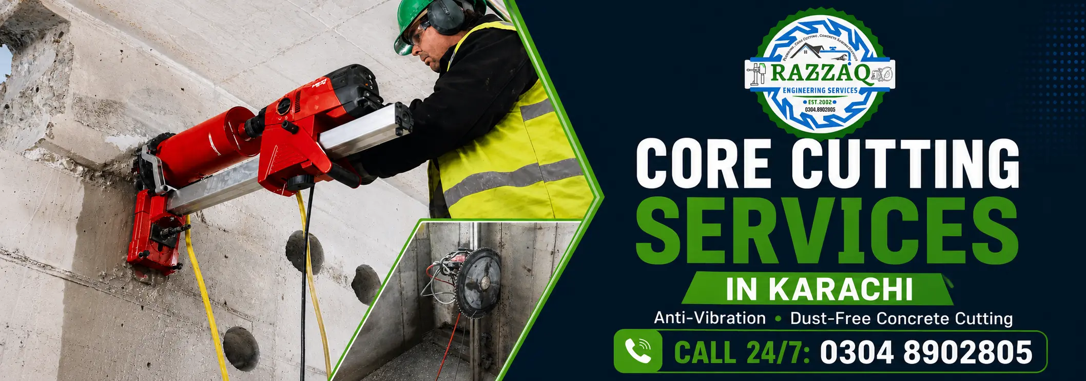 Core Cutting Services in Karachi | Anti-Vibration & Dust-Free Concrete Cutting - Detail