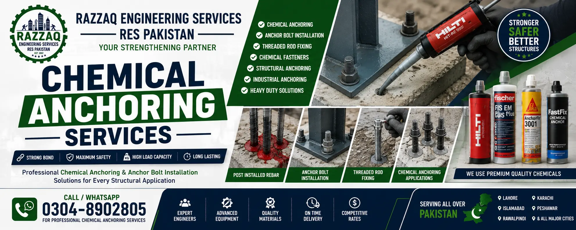 Chemical Anchoring Services in Pakistan | Chemical & Mechanical Anchor Bolt Installation Specialists - Detail